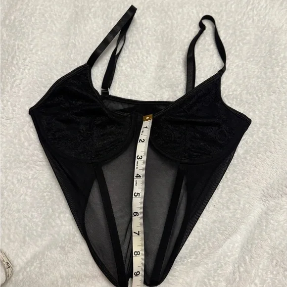 Black Mesh Lace corset like top- Size S - Picture 4 of 6